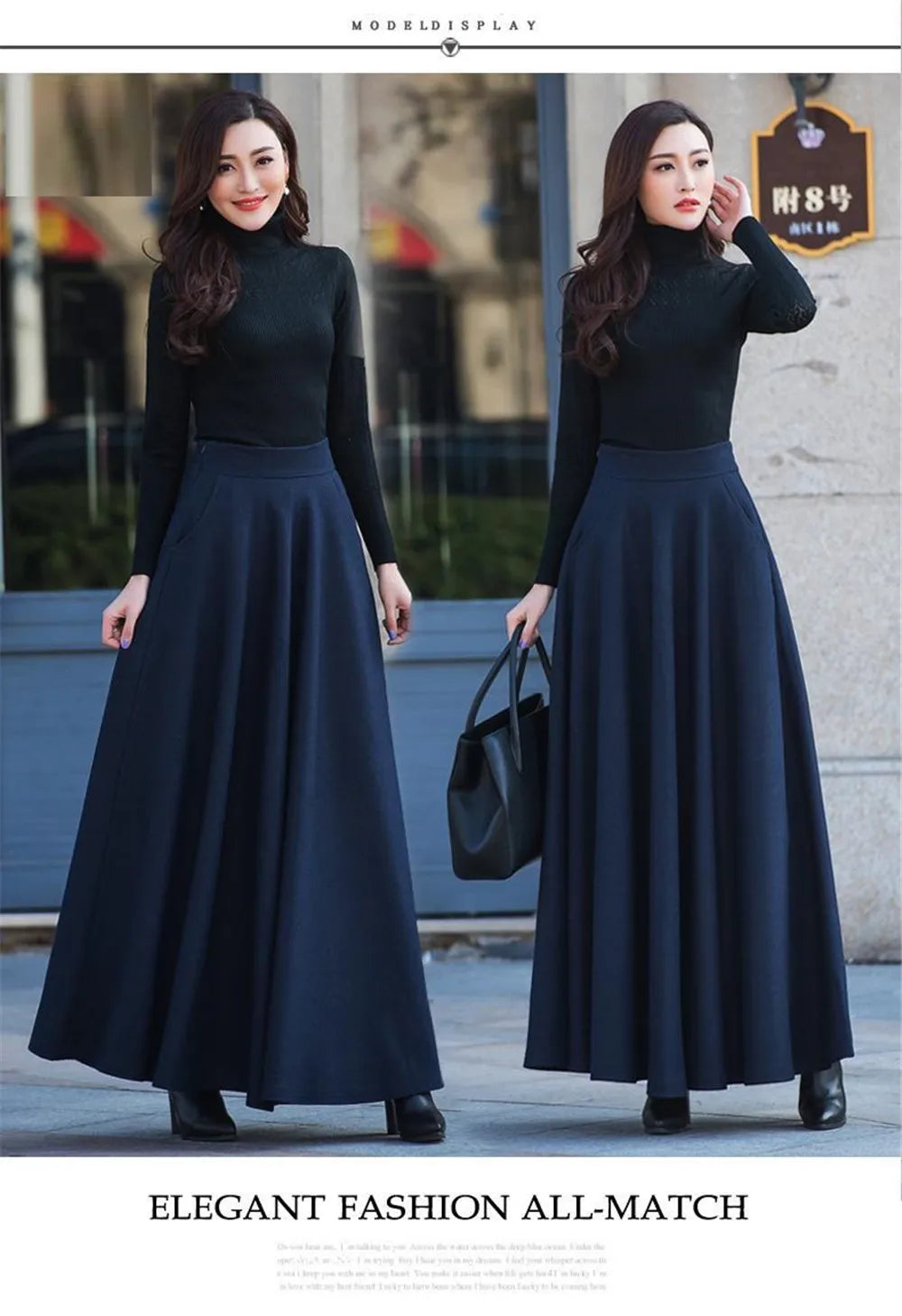 FairyShely 2025 Autumn Winter Retro High Waist Pleated Skirt Women Casual Pocket Woolen Maxi Skirt female Flare Red Long skirt