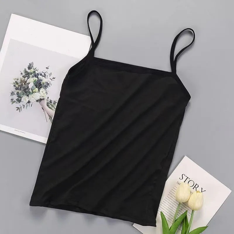 2024 Summer Camisole Slim Vest Sexy Women Sleeveless T-Shirt Tee Tank Tops Female Solid Black/White Korean Crop Tops Y2k