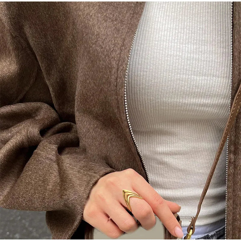 Faux Fur Zipper Jackets Women Casual Lapel Pocket Long Sleeves Wool Coats Female 2025 Autumn Winter Fashion Solid Soft Outwears