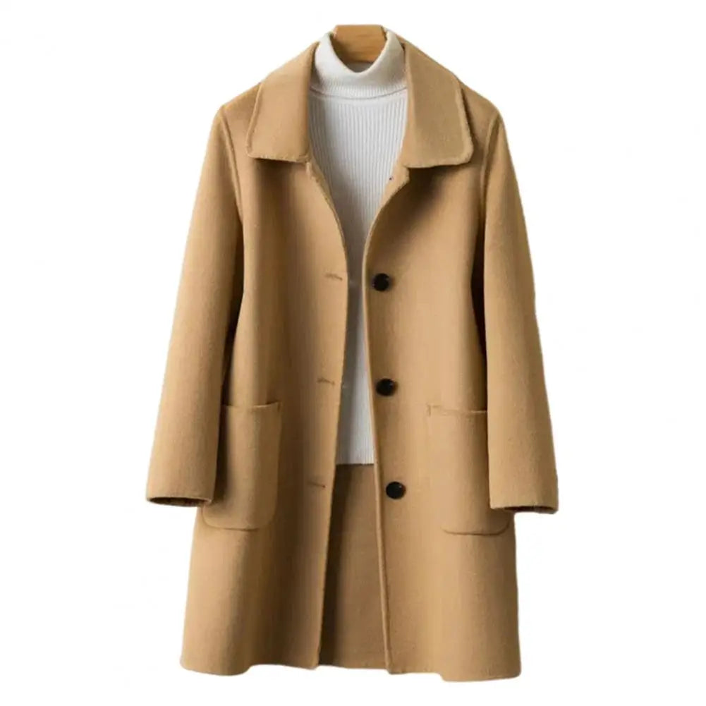 2024 Autumn Winter Women Solid Color Jackets Woolen Blends Coats Female Korean Elegant Retro Blue Red Apricot Outerwear Blazers