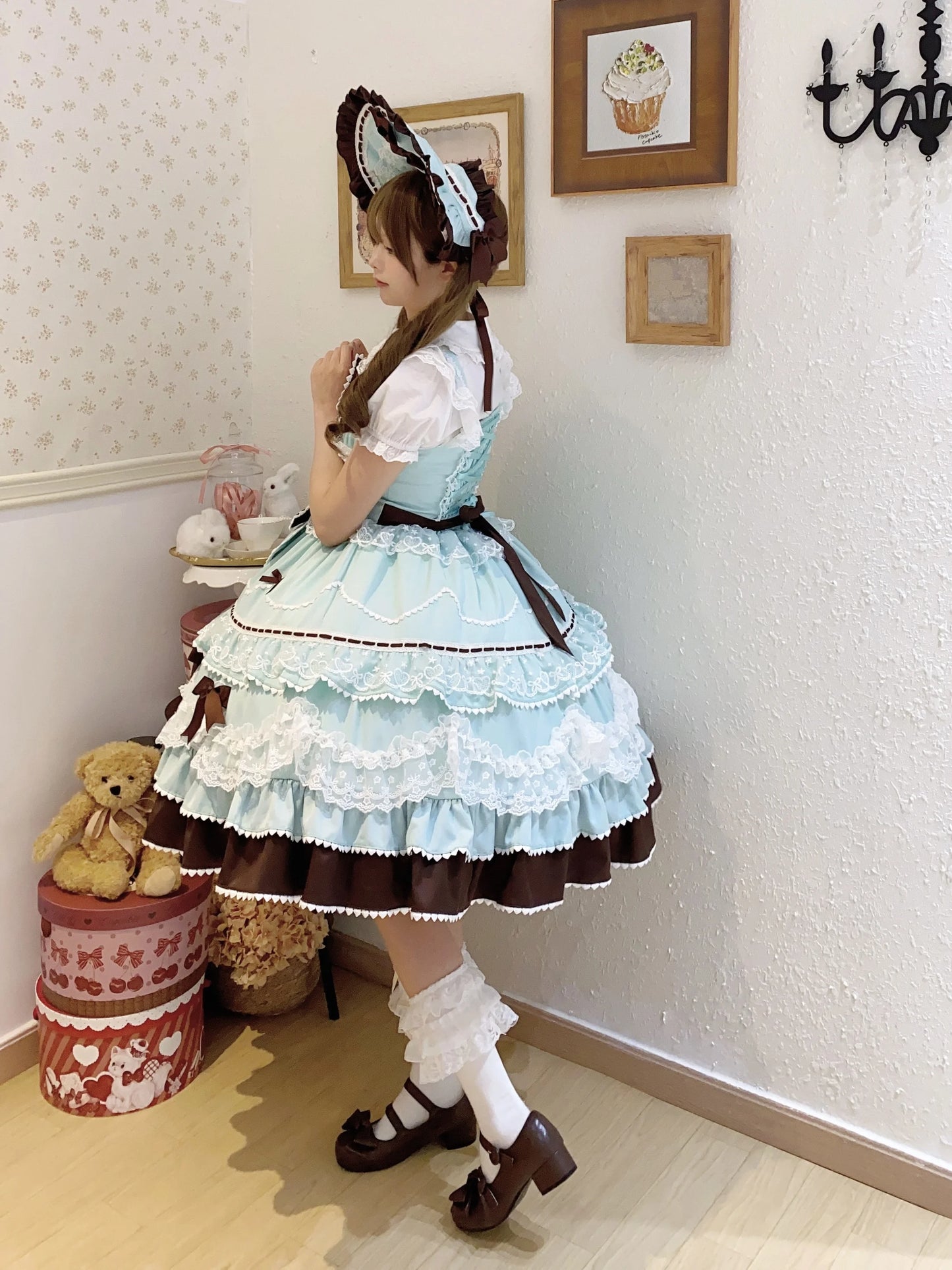 New 2025 Summer Original Sweet Lolita Jsk Dress Cute Bow Lace Stitching Kawaii Girls Women Elegant Slim Suspender Dresses