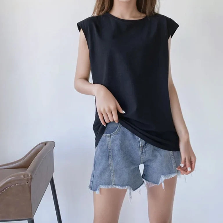 Summer Loose Round Neck Wide Sleeve T-shirt Women Student Top Outerwear Innerwear Base Shirt Comfortable Casual Style