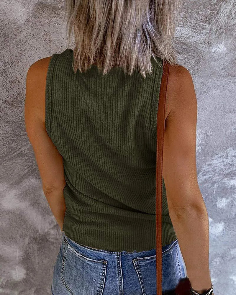 Spring and summer new women's vest u-collar sleeveless ribbed knitted vest t-shirt women