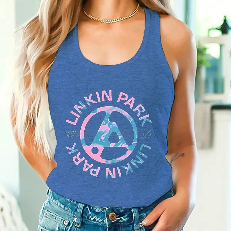 Linkin Park Linkin Park Print Tops for Women Funny Graphic Tank Tops Fashion Sleeveless T-shirt Casual Summer Cotton Tank Top