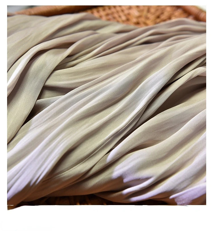Summer Silky Skirt Elastic High Waist Glossy Silky Long Skirt Milk Silk A-line Long Skirts Women Beach Pearlescent Dress