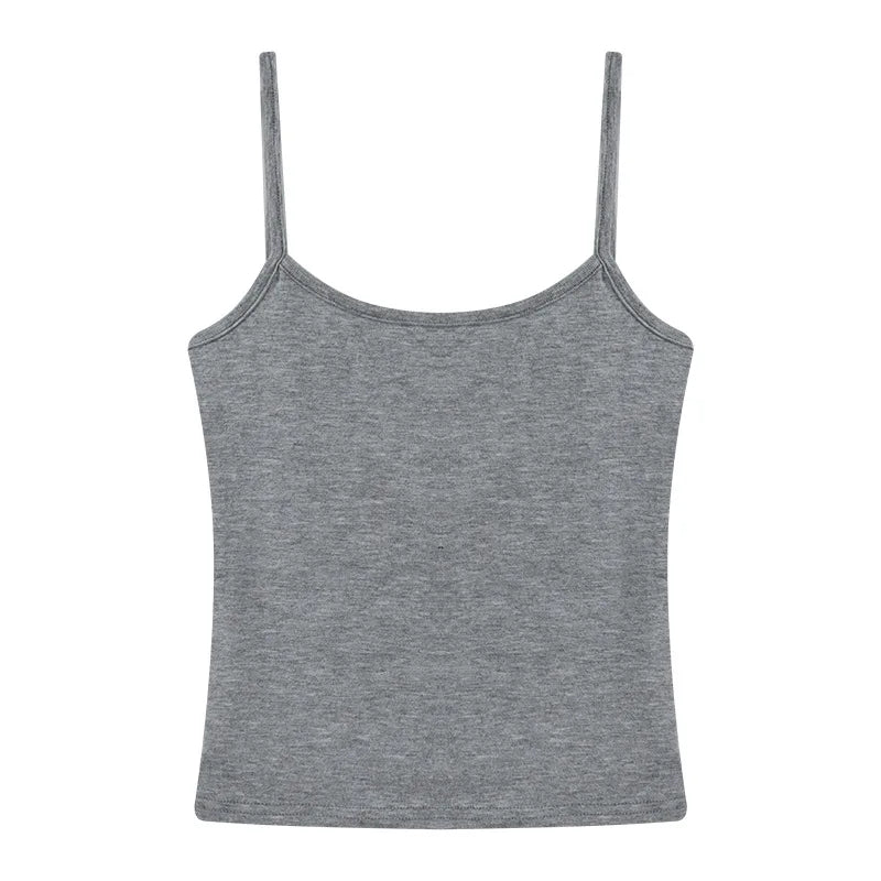 1pcs Girls Padded Bra Tank Top Women Casual Strap Top Vest Female Camisole With Removable Built In Bra Fitness Clothing S M L XL
