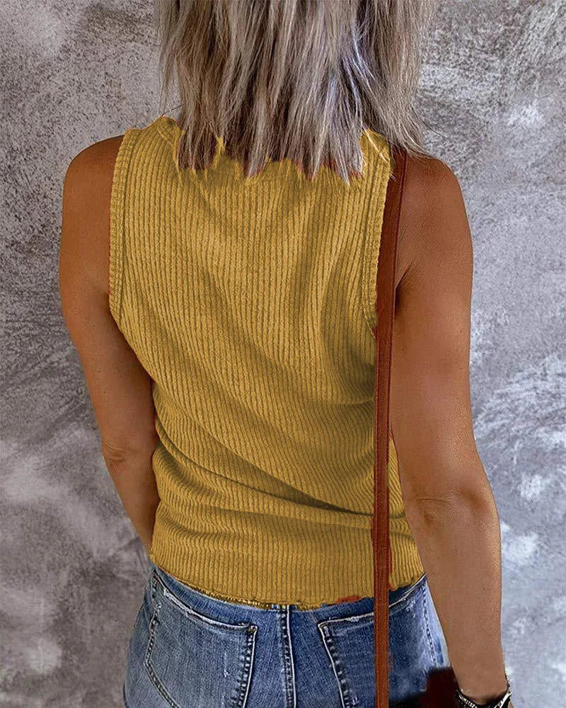 Spring and summer new women's vest u-collar sleeveless ribbed knitted vest t-shirt women