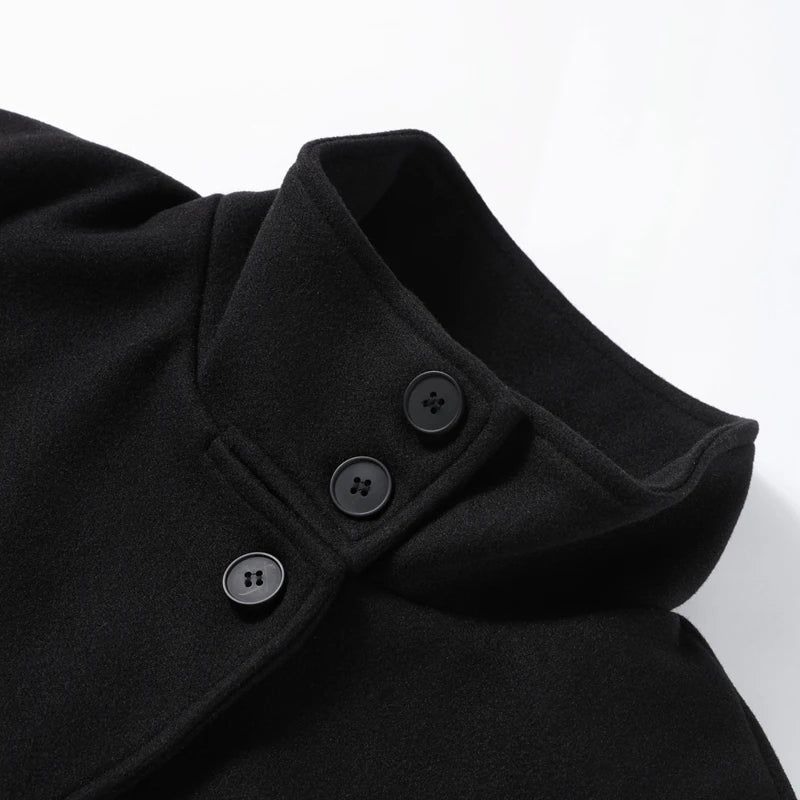 Fashion Women's Stand Collar Woolen Coats Long Sleeve Loose Female Short Coat 2025 Autumn Winter Office Lady Street Jacket