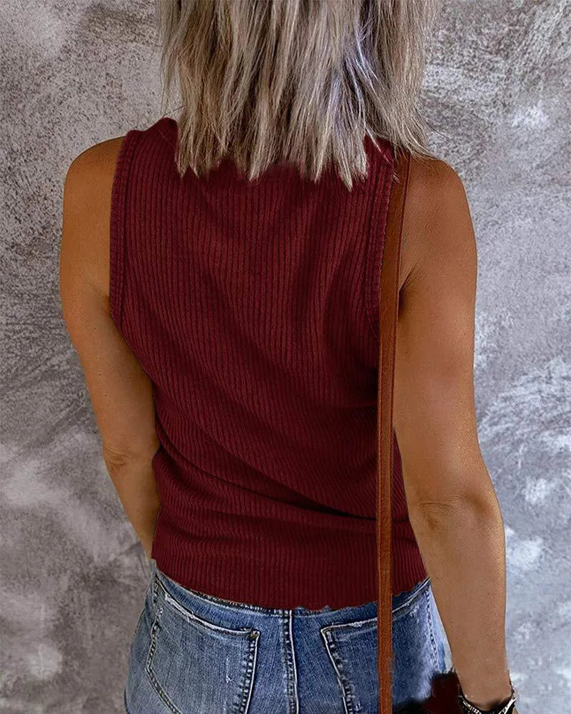 Spring and summer new women's vest u-collar sleeveless ribbed knitted vest t-shirt women
