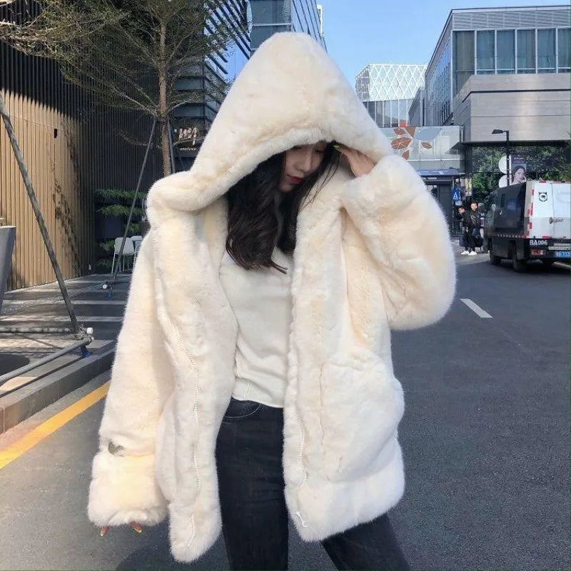 Autumn and Winter New Korean Version Loose Mink Fur Imitation College Women Y2K Harajuku Vintage Hip-hop Popular Coats