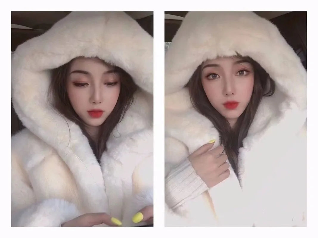 Autumn and Winter New Korean Version Loose Mink Fur Imitation College Women Y2K Harajuku Vintage Hip-hop Popular Coats