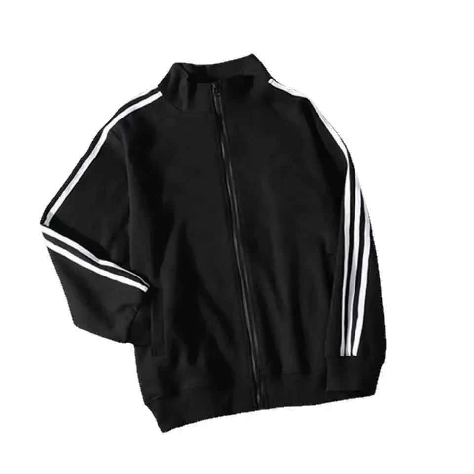 Spring Summer New Three Bars Jacket Women's Loose Thin Baseball Uniform Black Korean Style Student Fashion Outerwear Coat