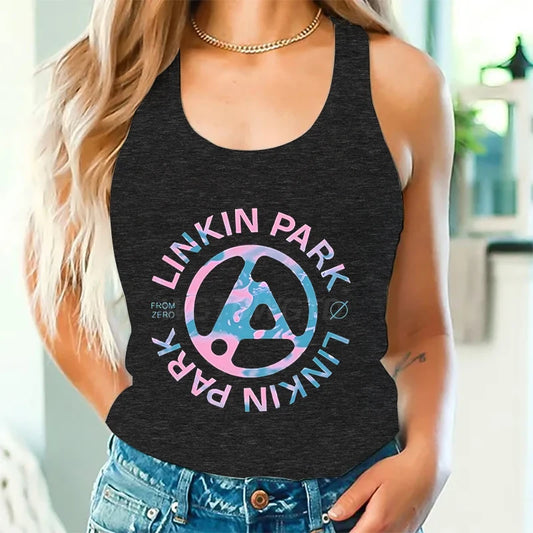 Linkin Park Linkin Park Print Tops for Women Funny Graphic Tank Tops Fashion Sleeveless T-shirt Casual Summer Cotton Tank Top
