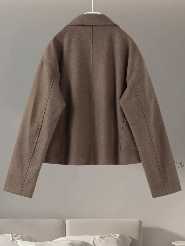 Faux Fur Zipper Jackets Women Casual Lapel Pocket Long Sleeves Wool Coats Female 2025 Autumn Winter Fashion Solid Soft Outwears