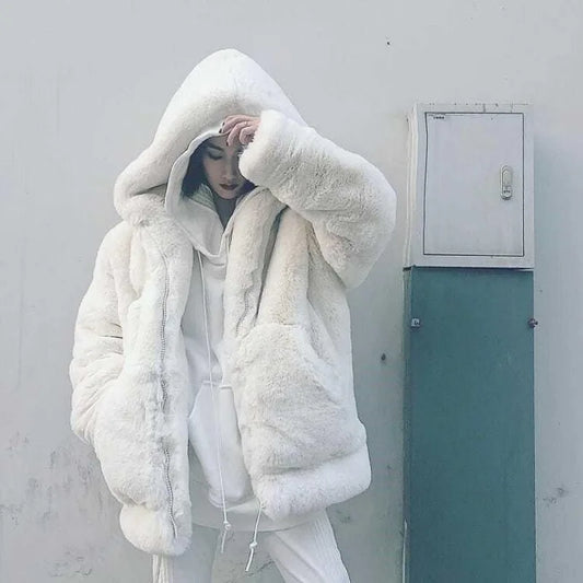 Autumn and Winter New Korean Version Loose Mink Fur Imitation College Women Y2K Harajuku Vintage Hip-hop Popular Coats
