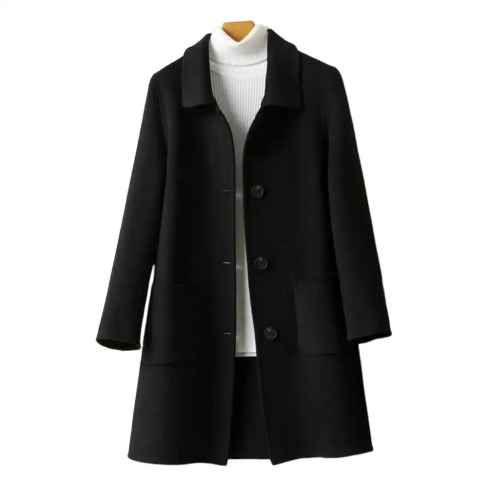 2024 Autumn Winter Women Solid Color Jackets Woolen Blends Coats Female Korean Elegant Retro Blue Red Apricot Outerwear Blazers