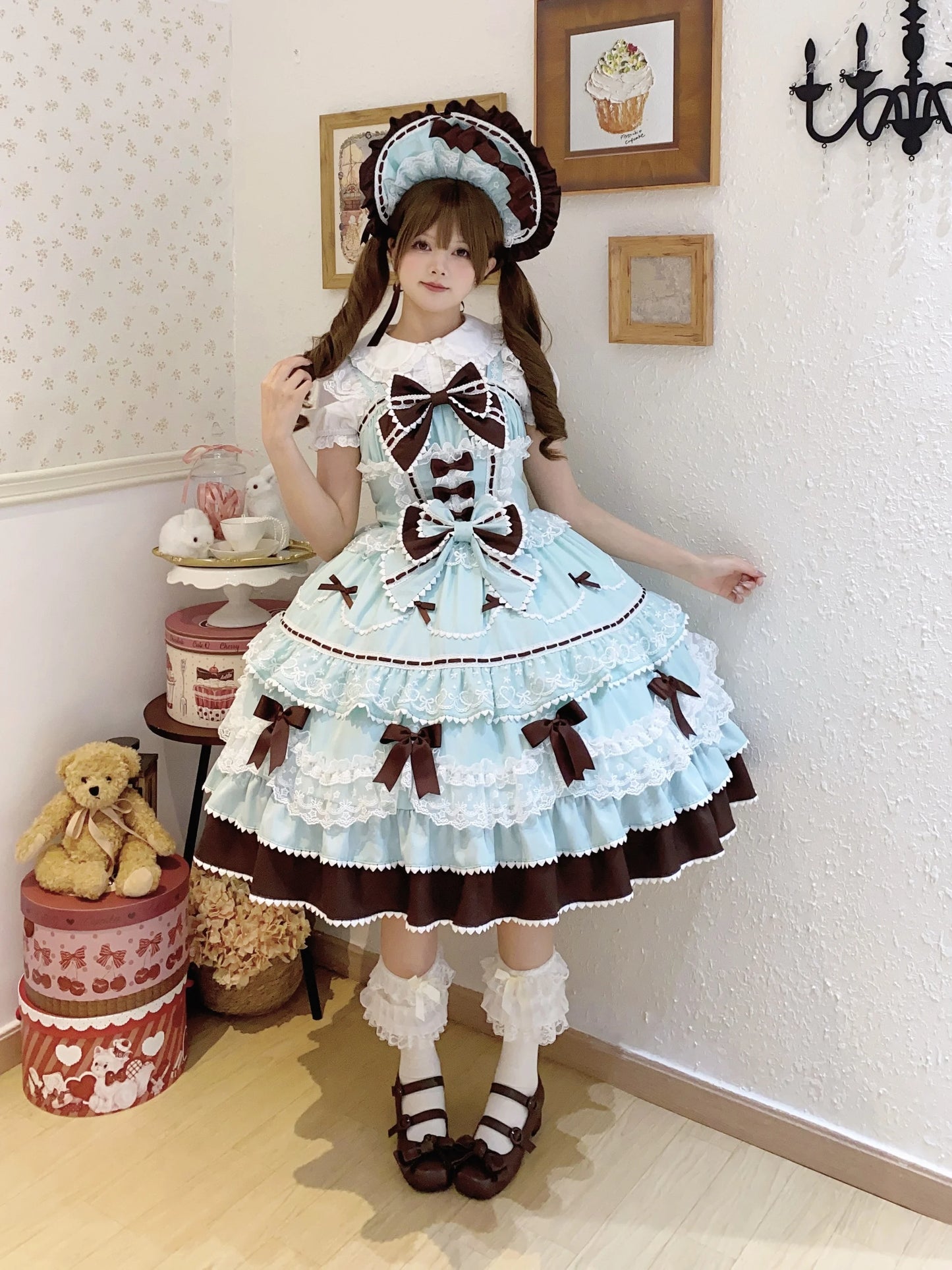 New 2025 Summer Original Sweet Lolita Jsk Dress Cute Bow Lace Stitching Kawaii Girls Women Elegant Slim Suspender Dresses