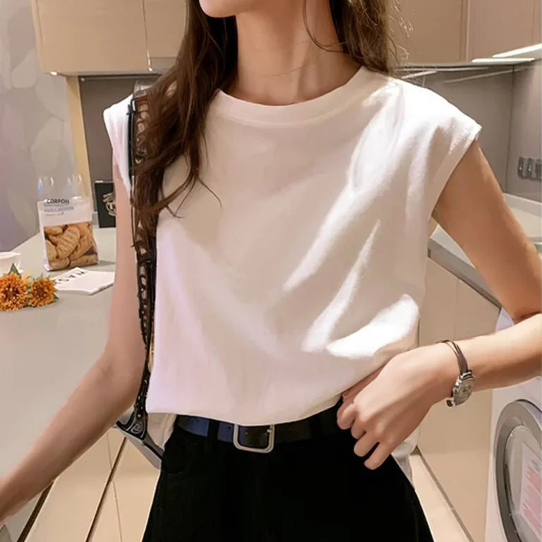 Summer Loose Round Neck Wide Sleeve T-shirt Women Student Top Outerwear Innerwear Base Shirt Comfortable Casual Style