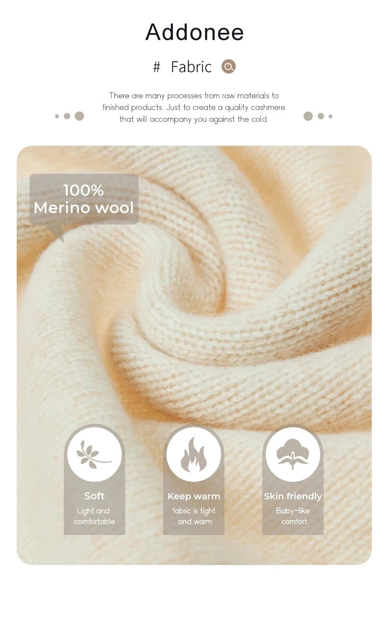 Grace Women Slim Sweater Pullover Turtleneck Basic Cashmere Autumn Winter 100% Merino Wool Knitwear Soft High-end Threaded Tops