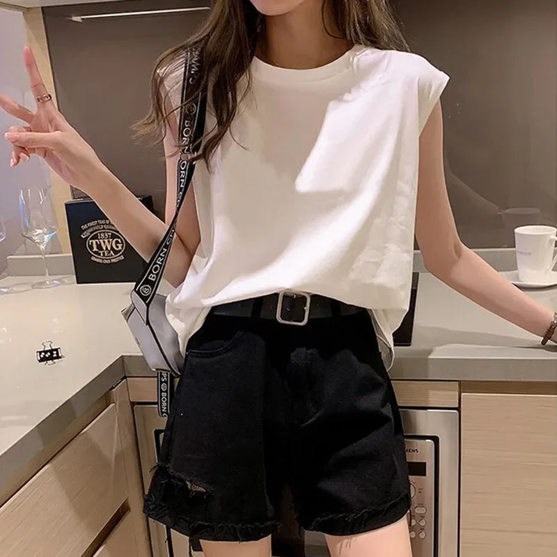 Summer Loose Round Neck Wide Sleeve T-shirt Women Student Top Outerwear Innerwear Base Shirt Comfortable Casual Style