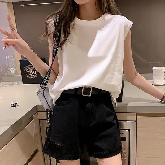 Summer Loose Round Neck Wide Sleeve T-shirt Women Student Top Outerwear Innerwear Base Shirt Comfortable Casual Style