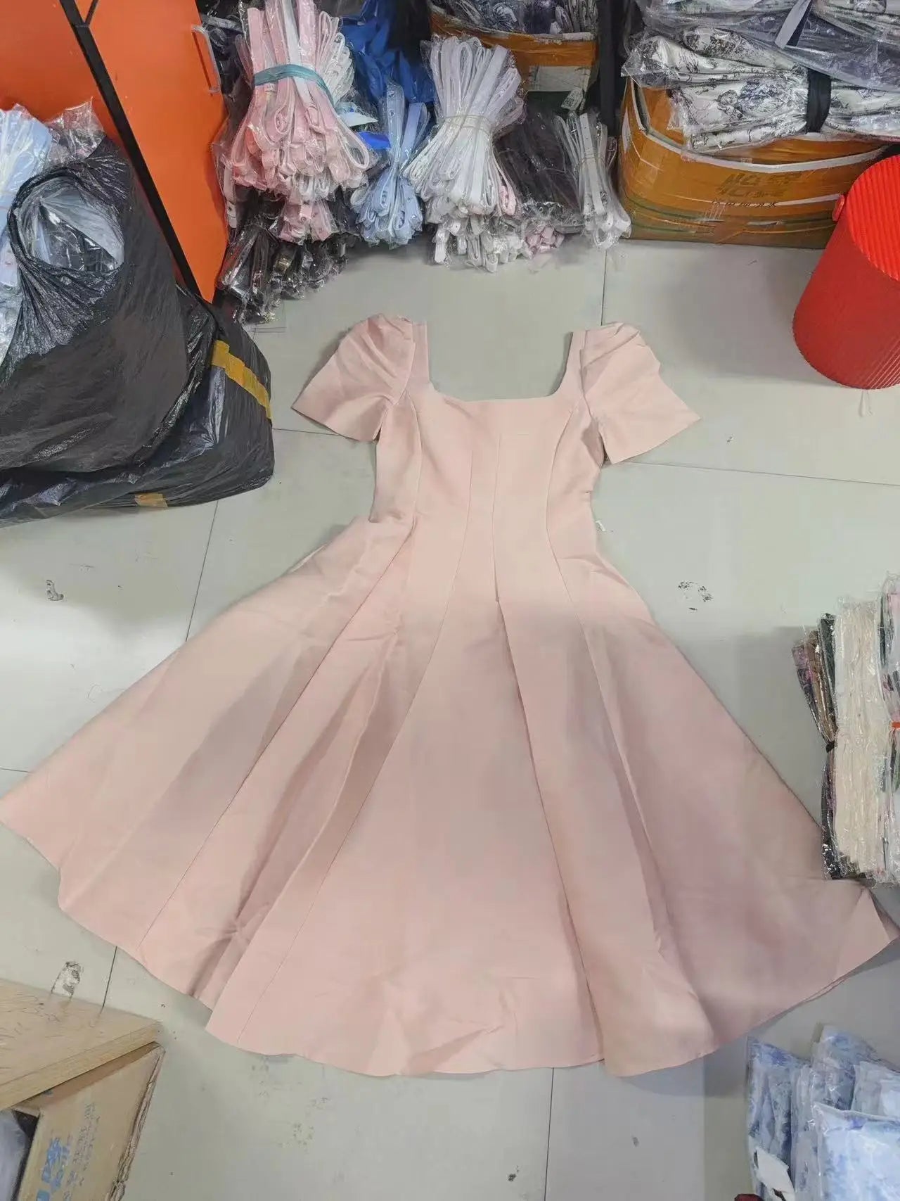 JAMERARY Summer Women Dress Long French Hepburn Style Fashion Party Elegant Square Collar Short Sleeve Midi Vestidos Party Robe