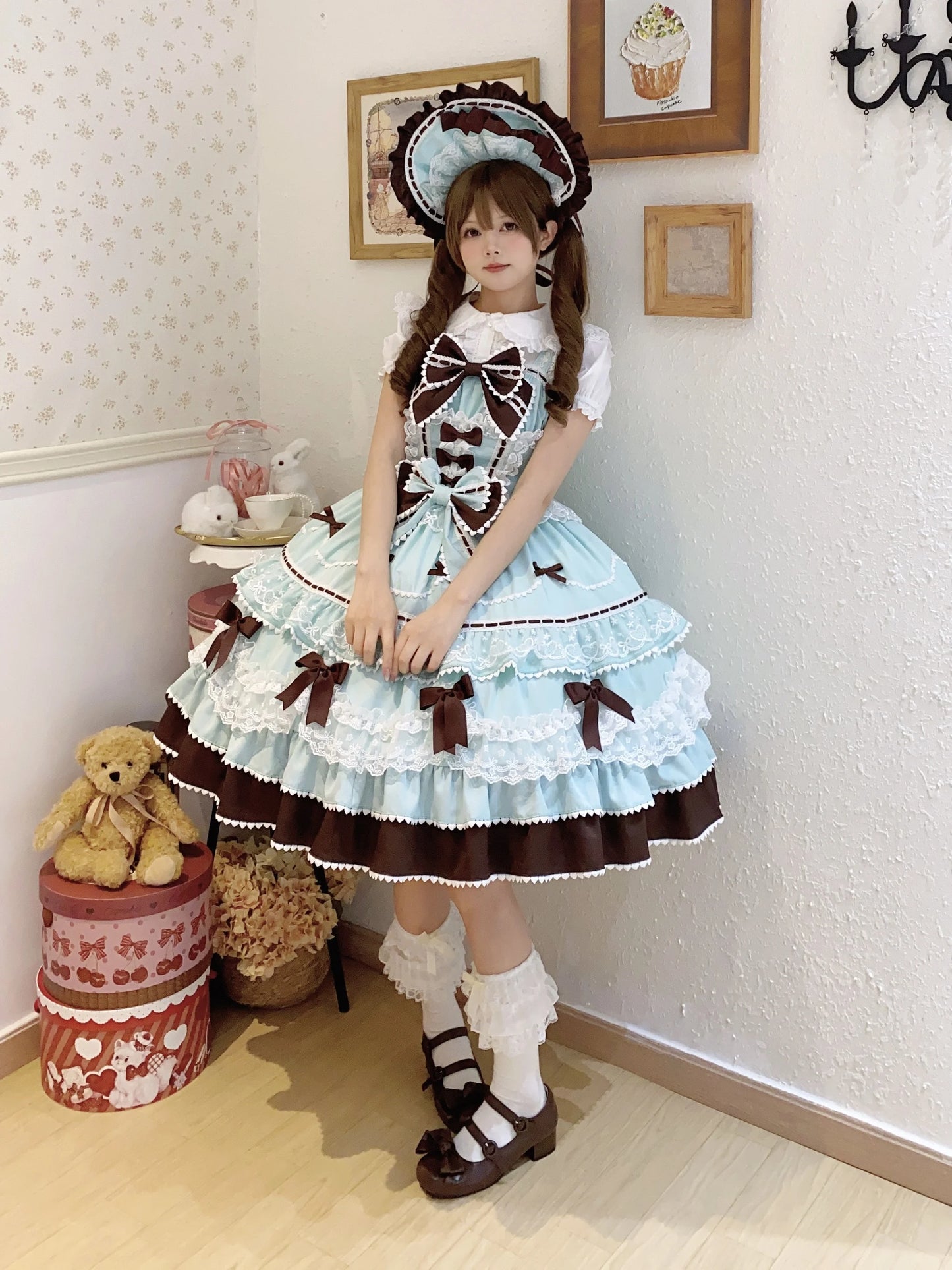 New 2025 Summer Original Sweet Lolita Jsk Dress Cute Bow Lace Stitching Kawaii Girls Women Elegant Slim Suspender Dresses