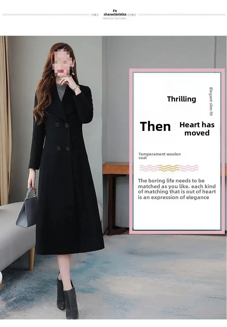2023 Spring And Autumn New Women's Woolen Overcoat Plus Size Lapel Thickened Slim Fit Waist-Fitted Jacket Smooths Your Silhouett