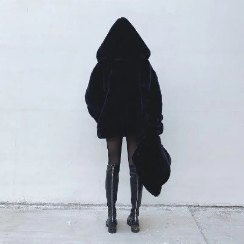 Autumn and Winter New Korean Version Loose Mink Fur Imitation College Women Y2K Harajuku Vintage Hip-hop Popular Coats