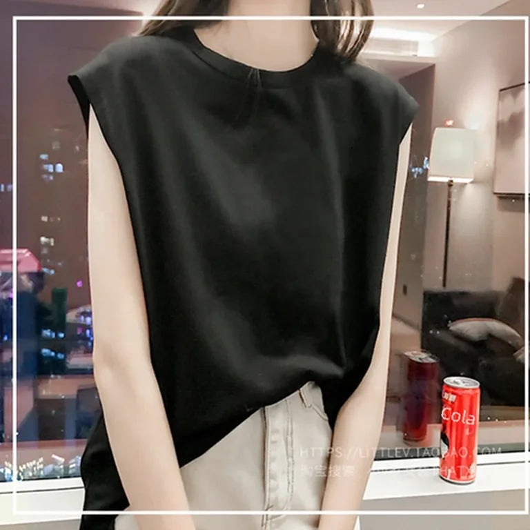 Summer Loose Round Neck Wide Sleeve T-shirt Women Student Top Outerwear Innerwear Base Shirt Comfortable Casual Style