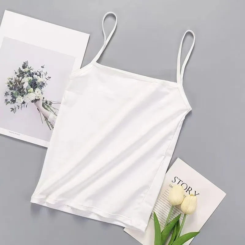 2024 Summer Camisole Slim Vest Sexy Women Sleeveless T-Shirt Tee Tank Tops Female Solid Black/White Korean Crop Tops Y2k