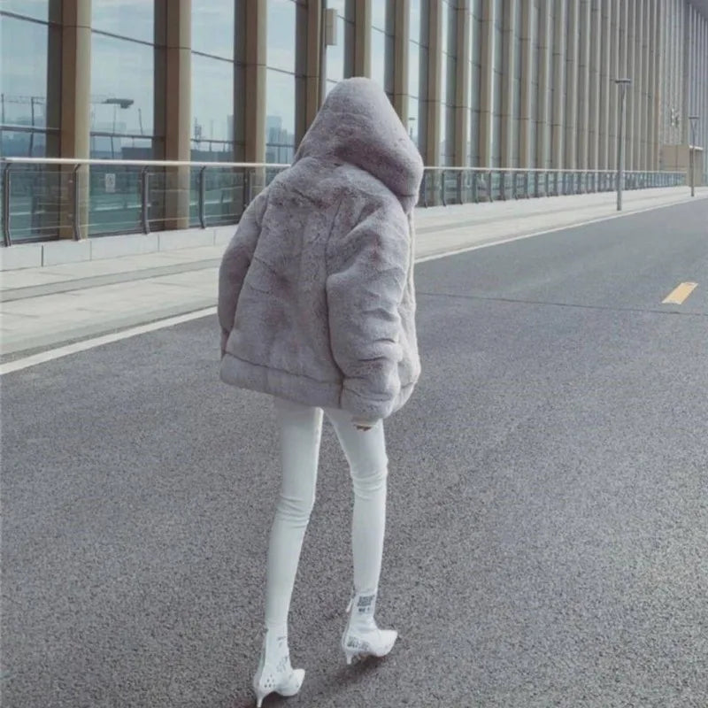 Autumn and Winter New Korean Version Loose Mink Fur Imitation College Women Y2K Harajuku Vintage Hip-hop Popular Coats