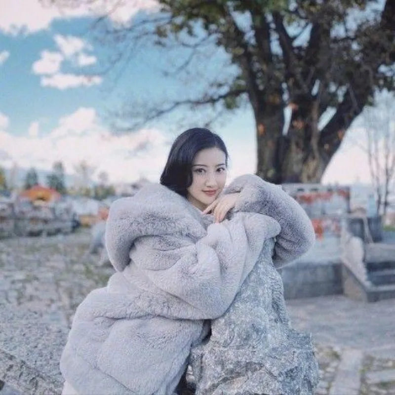 Autumn and Winter New Korean Version Loose Mink Fur Imitation College Women Y2K Harajuku Vintage Hip-hop Popular Coats