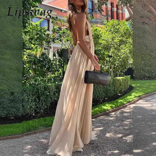 Fashion Full Length Gala Party Dress Vestidos Luxury Women High Waist Evening Dress Elegant V Neck Mesh Backless Evening Dress