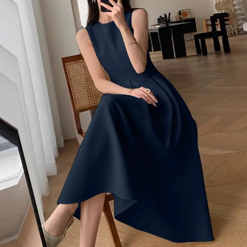 ZANZEA Women Sleeveless Pleated Dress 2024 Summer Korean A-line Tank Evening Dress Elegant Swing Vestido Vintage Party Long Robe