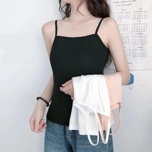 2024 Summer Camisole Slim Vest Sexy Women Sleeveless T-Shirt Tee Tank Tops Female Solid Black/White Korean Crop Tops Y2k