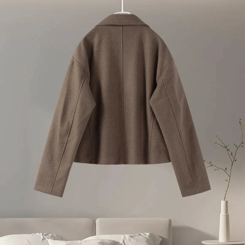 Faux Fur Zipper Jackets Women Casual Lapel Pocket Long Sleeves Wool Coats Female 2025 Autumn Winter Fashion Solid Soft Outwears