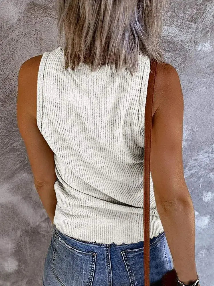 Spring and summer new women's vest u-collar sleeveless ribbed knitted vest t-shirt women
