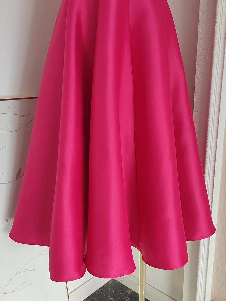 JAMERARY Summer Women Dress Long French Hepburn Style Fashion Party Elegant Square Collar Short Sleeve Midi Vestidos Party Robe