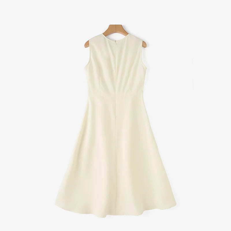 ZANZEA Women Sleeveless Pleated Dress 2024 Summer Korean A-line Tank Evening Dress Elegant Swing Vestido Vintage Party Long Robe