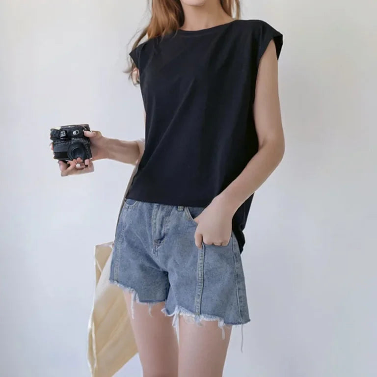 Summer Loose Round Neck Wide Sleeve T-shirt Women Student Top Outerwear Innerwear Base Shirt Comfortable Casual Style