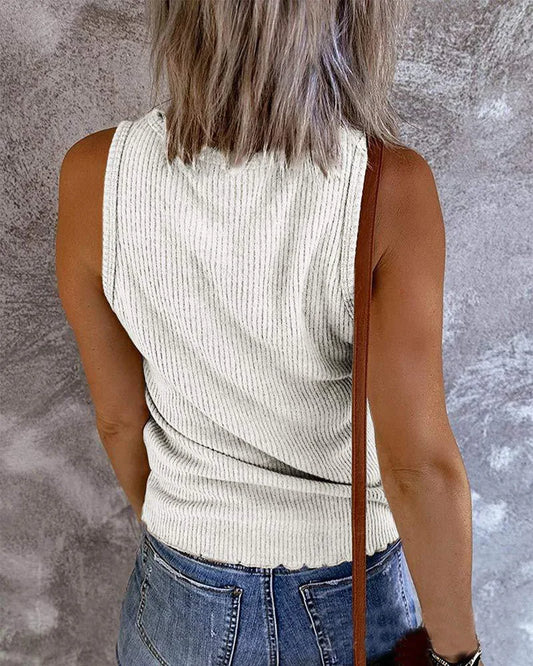 Spring and summer new women's vest u-collar sleeveless ribbed knitted vest t-shirt women