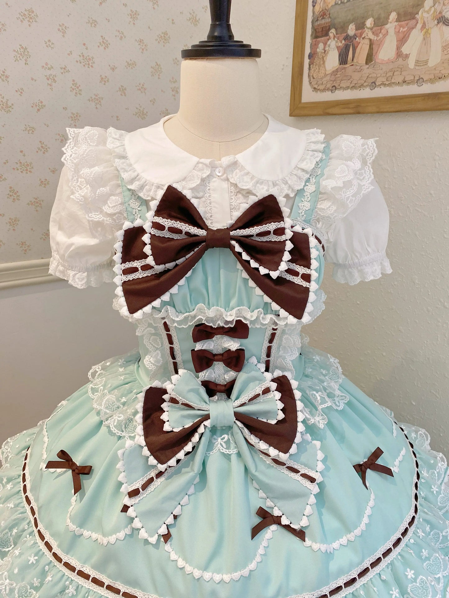 New 2025 Summer Original Sweet Lolita Jsk Dress Cute Bow Lace Stitching Kawaii Girls Women Elegant Slim Suspender Dresses