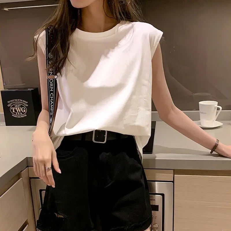 Summer Loose Round Neck Wide Sleeve T-shirt Women Student Top Outerwear Innerwear Base Shirt Comfortable Casual Style
