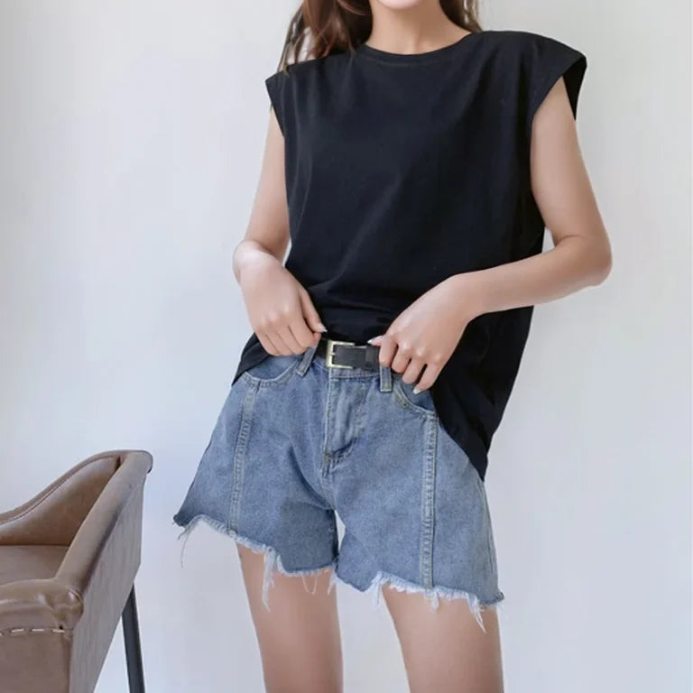 Summer Loose Round Neck Wide Sleeve T-shirt Women Student Top Outerwear Innerwear Base Shirt Comfortable Casual Style