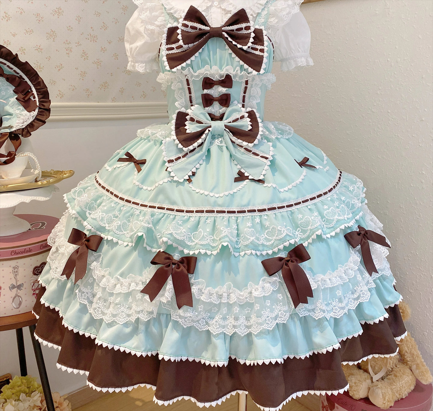 New 2025 Summer Original Sweet Lolita Jsk Dress Cute Bow Lace Stitching Kawaii Girls Women Elegant Slim Suspender Dresses