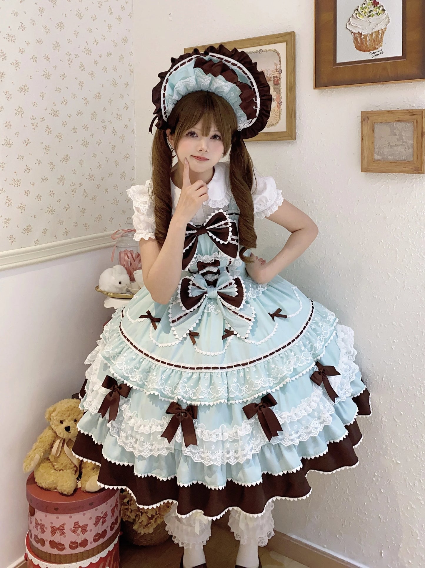 New 2025 Summer Original Sweet Lolita Jsk Dress Cute Bow Lace Stitching Kawaii Girls Women Elegant Slim Suspender Dresses