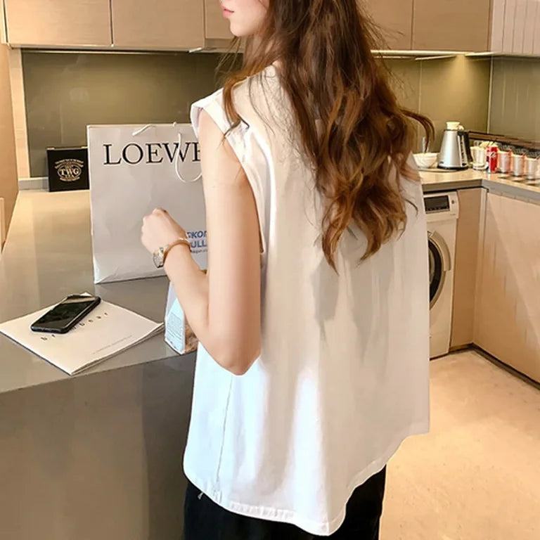Summer Loose Round Neck Wide Sleeve T-shirt Women Student Top Outerwear Innerwear Base Shirt Comfortable Casual Style