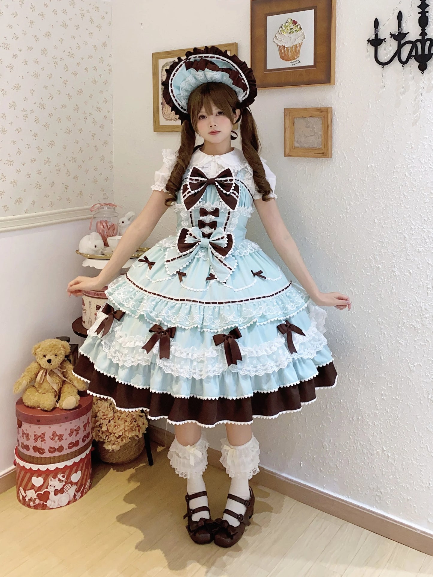 New 2025 Summer Original Sweet Lolita Jsk Dress Cute Bow Lace Stitching Kawaii Girls Women Elegant Slim Suspender Dresses