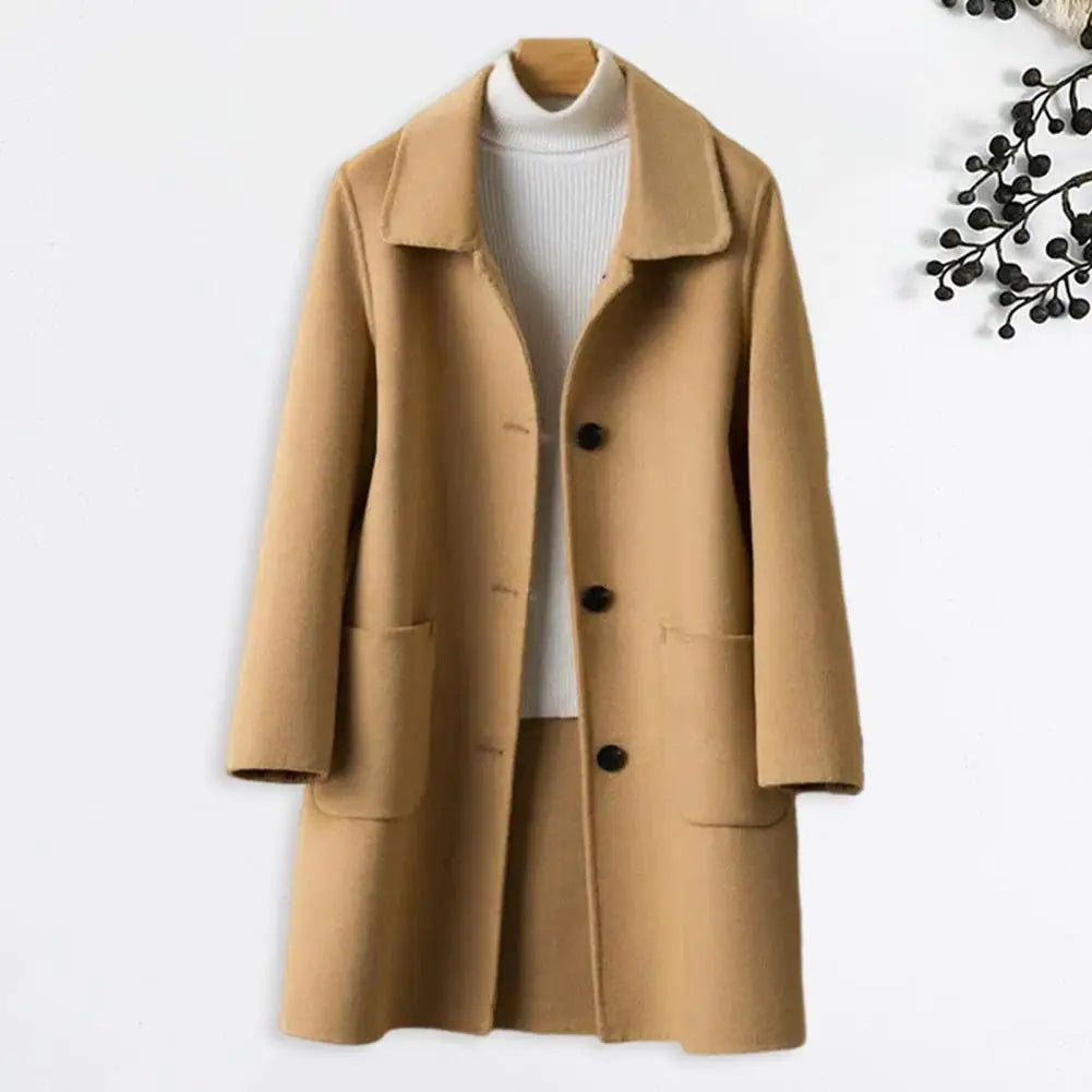 2024 Autumn Winter Women Solid Color Jackets Woolen Blends Coats Female Korean Elegant Retro Blue Red Apricot Outerwear Blazers